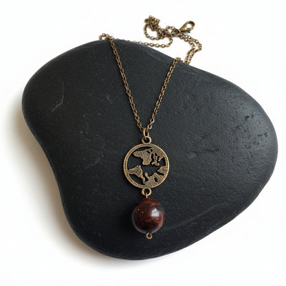 Dainty Bronze Tree of Life Necklace | Red Tiger Eye - For Women | Includes: Necklace