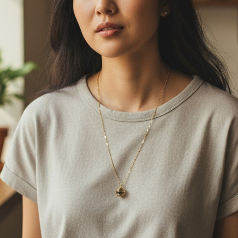 Dainty Whirl immunity Golden Necklace | Garnet Stone - For Women | Includes: Necklace