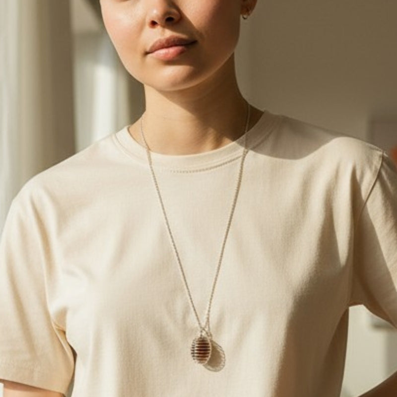 Chunky Whirl Courage Silverish Necklace | Tiger Eye - For Women | Includes: Necklace