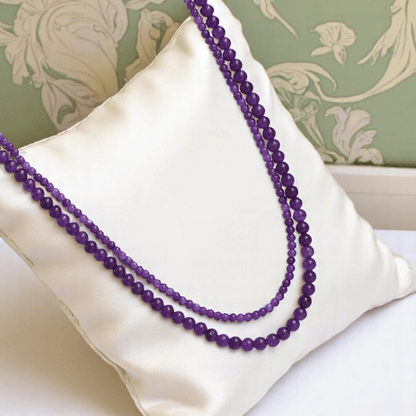 Double Layered Deep Purple Necklace | Amethyst Stone - For Women | Includes: Necklace (Set Of 2)