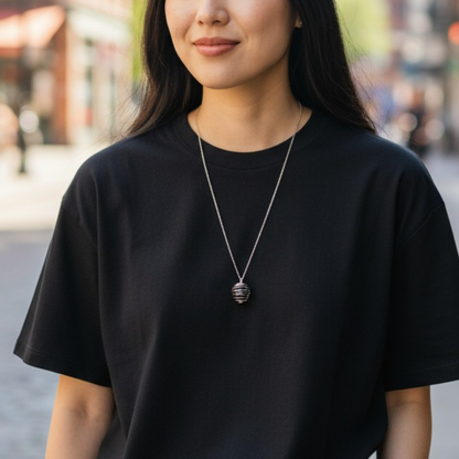 Dainty Whirl immunity Silverish Necklace | Garnet Stone - For Women | Includes: Necklace