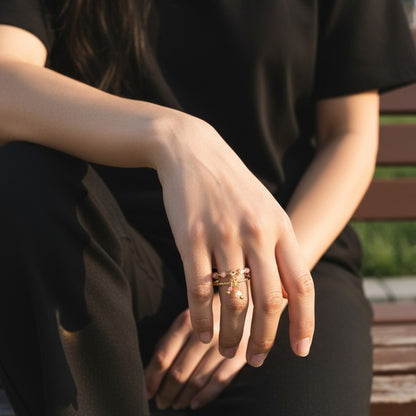 Rose Designer Adjustable Ring | 18K PVD Gold Plated- For Women | Includes: Ring