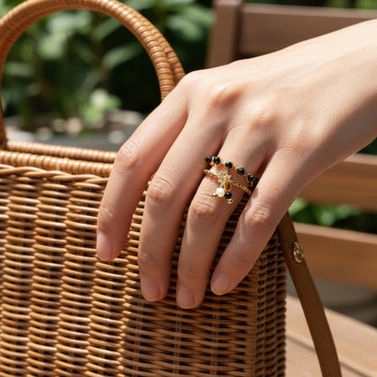 Mystic Designer Adjustable Ring | 18K PVD Gold Plated- For Women | Includes: Ring