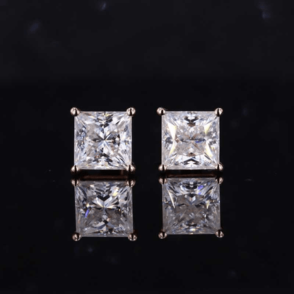 Princess Cut Earrings | 925 Silver & Zircon - For Women | Includes: Earrings