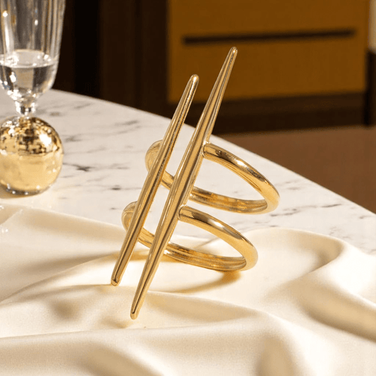 Edgy Spiked Ring | PVD 18K Gold Plated, Stainless Steel, Water Proof - For Women | Includes: Ring