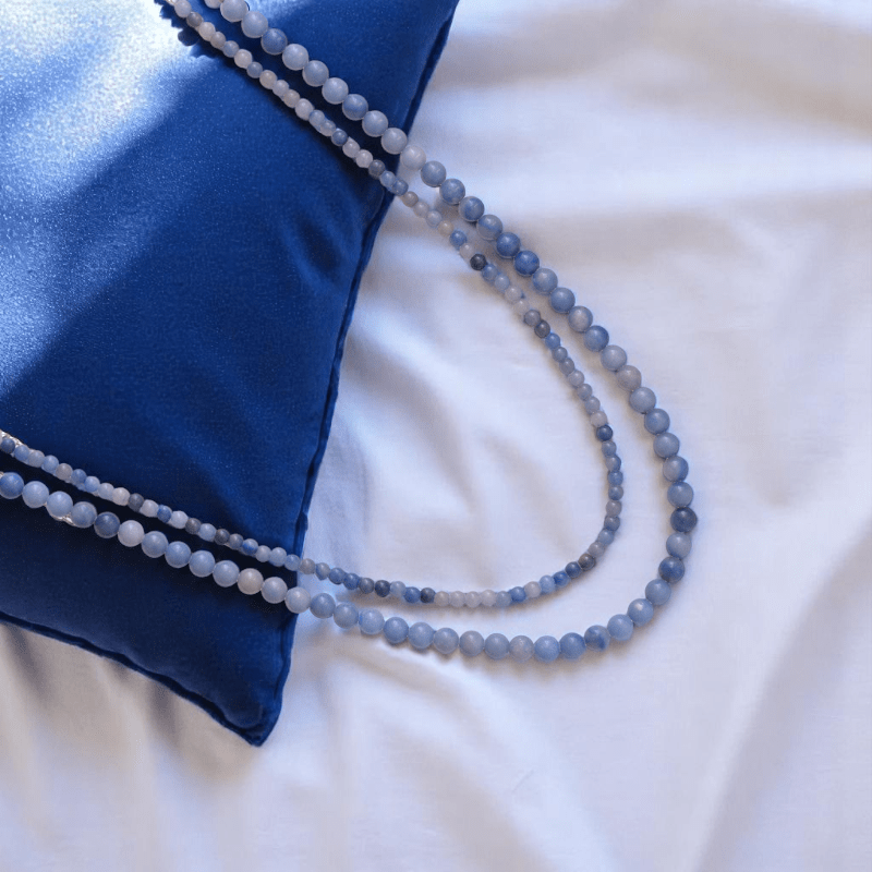 Double Layered Skyhunter Necklace | Blue Aventurine Stone - For Women | Includes: Necklace (Set Of 2)