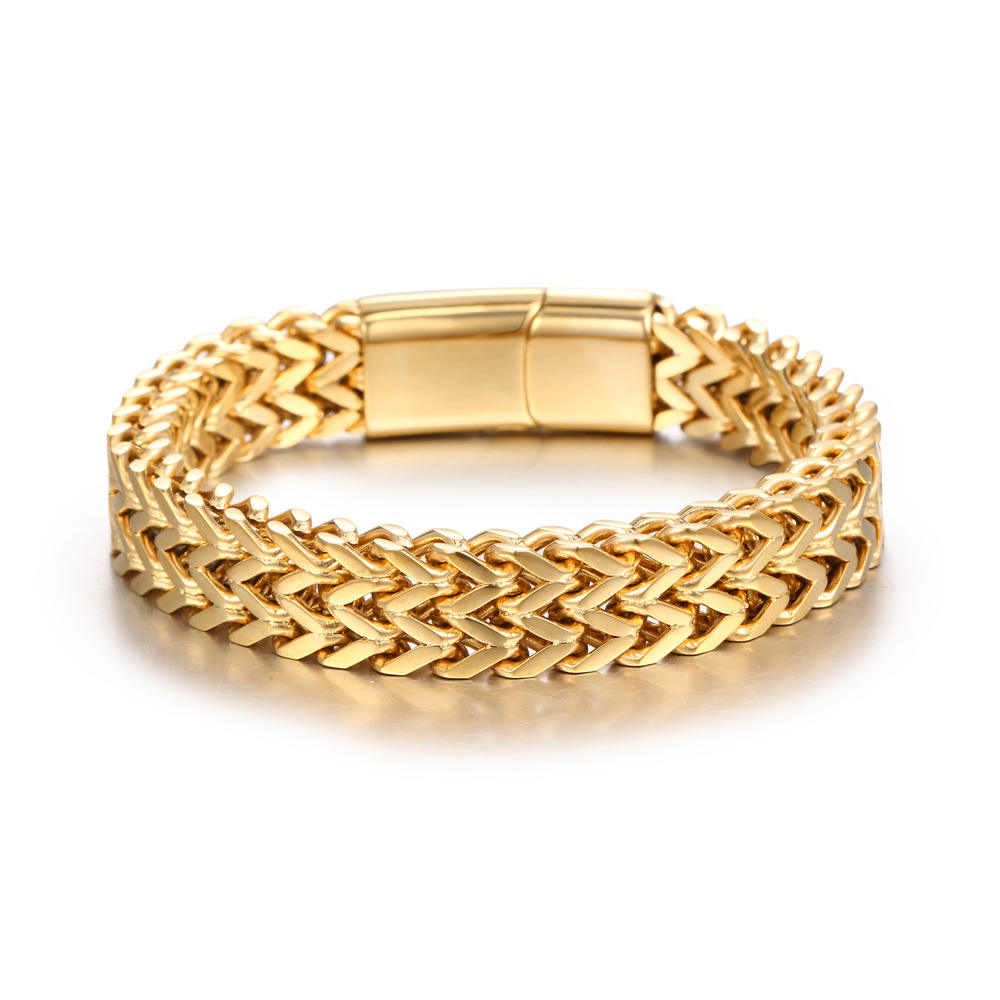 Posh Golden Woven Bracelet | Stainless Steel - For Men | Includes: Bracelet