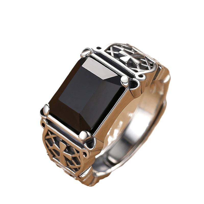 Power Black Zircon Ring Flexi Size | Premium Alloy– For Men | Includes: Ring