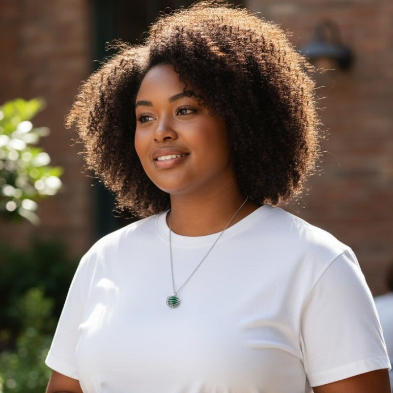 Dainty Whirl Clarity Silverish Necklace | Aventurine Stone - For Women | Includes: Necklace