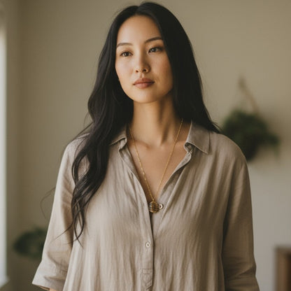 Chunky Whirl Courage Golden Necklace | Tiger Eye - For Women | Includes: Necklace