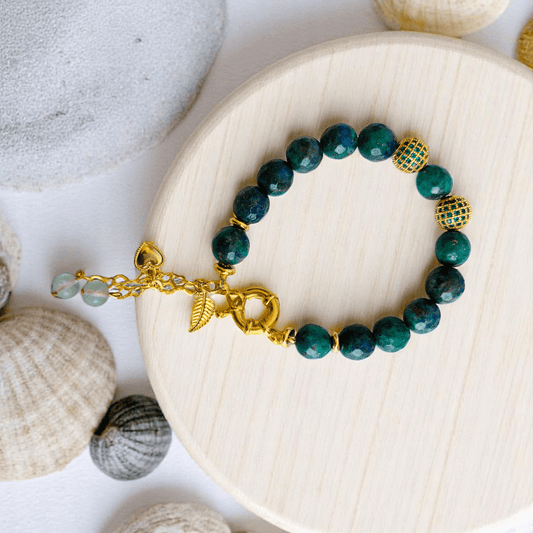 Vibrant Soul Bracelet | Azurite Stone, PVD 18K Gold Plated - For Women | Includes: Bracelet