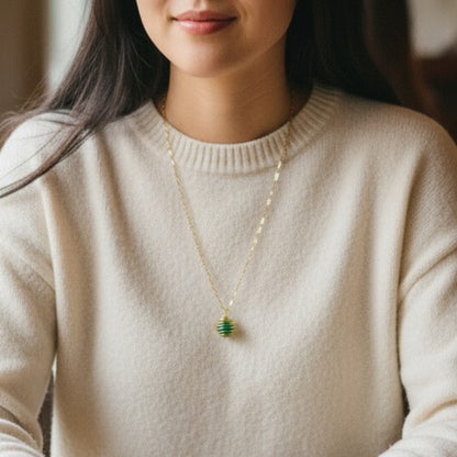 Dainty Whirl Clarity Golden Necklace | Aventurine Stone - For Women | Includes: Necklace