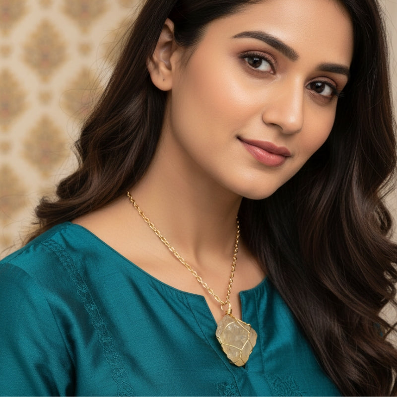 Abundance Raw Pendant Necklace | Citrine - For Women | Includes: Necklace
