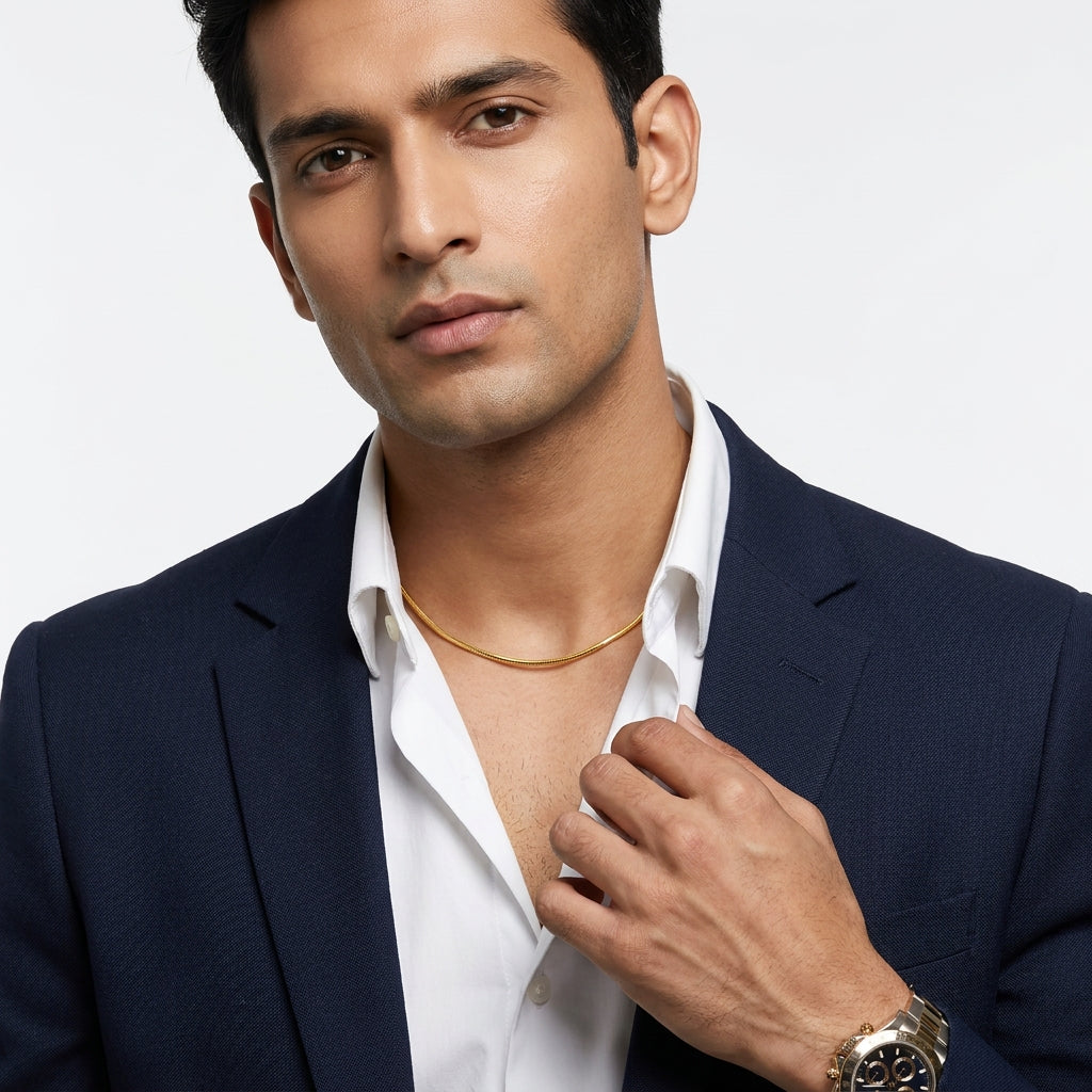 Golden Brazillian Snake Steel Chain | 18K PVD Gold Plated- For Men| Includes: Necklace