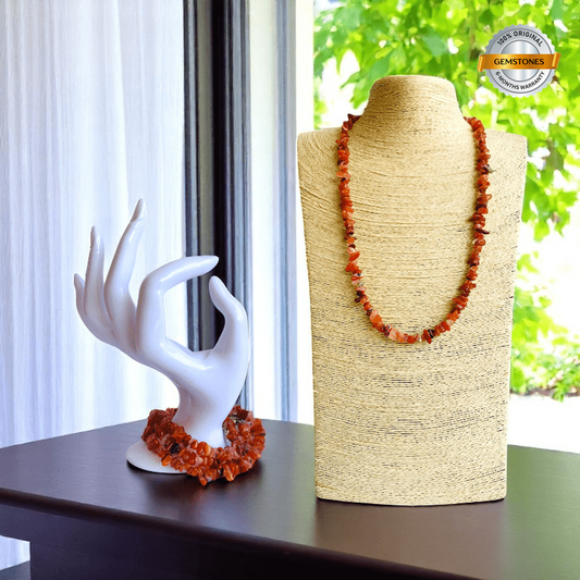 Vibrant Carnelian Necklace | Carnelian Stone - For All | Includes: Necklace/Bracelet