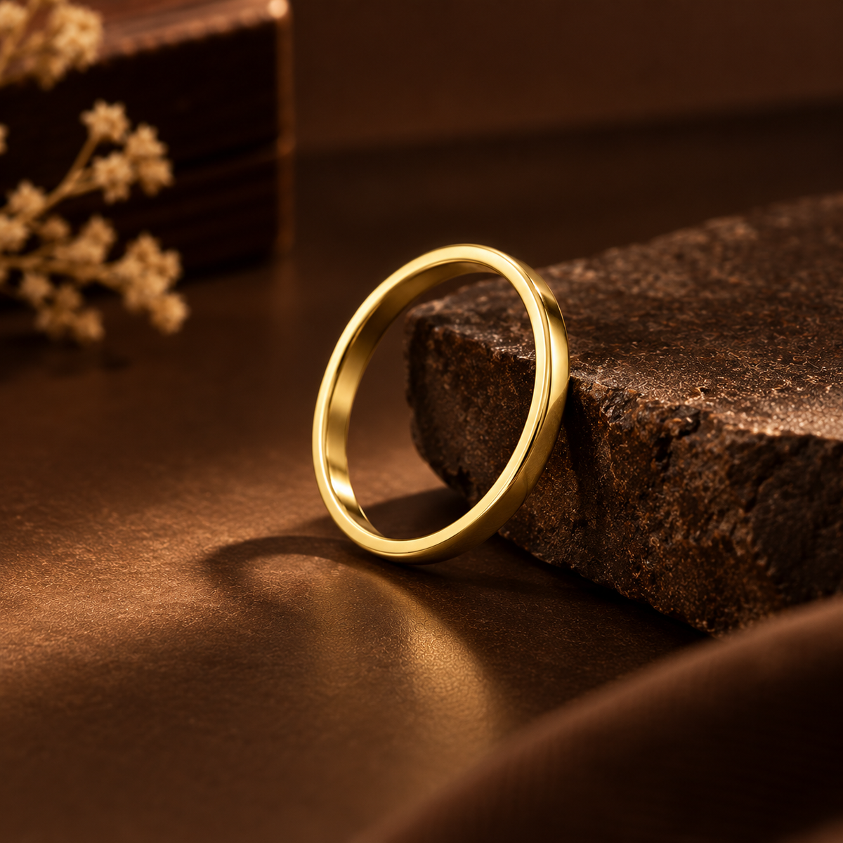 Everyday Ring with REAL GOLD Finish (2mm) | 18K PVD Gold Plated– For Men | Includes: Ring