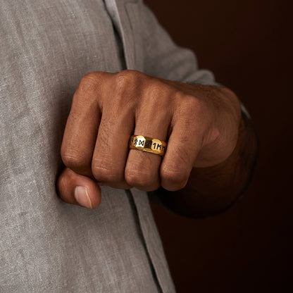 Viking Gothik Golden Ring | 18K Real Gold PVD Plated– For Men | Includes: Ring