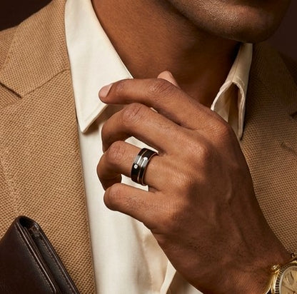 Black Class Golden Ring | 18K Real Gold PVD Plated– For Men | Includes: Ring