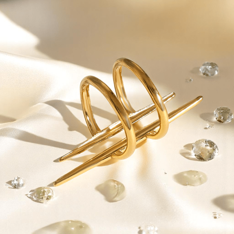 Edgy Spiked Ring | PVD 18K Gold Plated, Stainless Steel, Water Proof - For Women | Includes: Ring