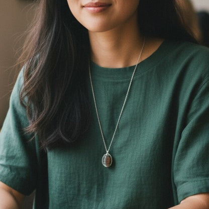 Chunky Whirl Courage Silverish Necklace | Tiger Eye - For Women | Includes: Necklace