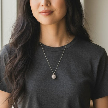 Dainty Whirl Rosy Silverish Necklace | Rosae Quartz - For Women | Includes: Necklace