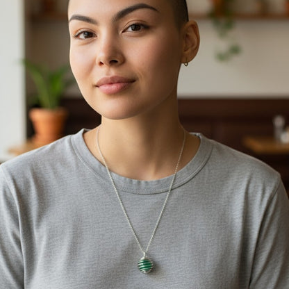 Dainty Whirl Clarity Silverish Necklace | Aventurine Stone - For Women | Includes: Necklace