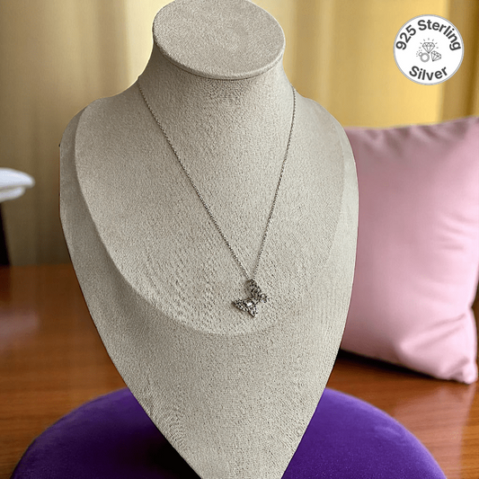 Shiny Butterfly Necklace | 925 Silver - For Women | Includes: Necklace
