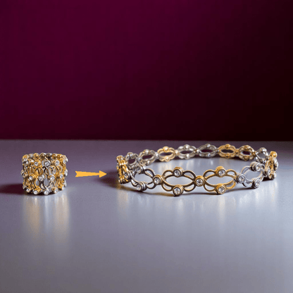 Dual Shade Convertible Ring/Bracelet | 925 Silver - For Women | Includes: Ring/Bracelet