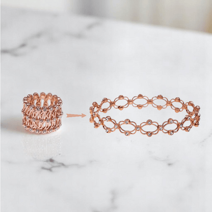 Rose Gold Convertible Ring/Bracelet | 925 Silver, Rose Gold Plating - For Women | Includes: Ring/Bracelet