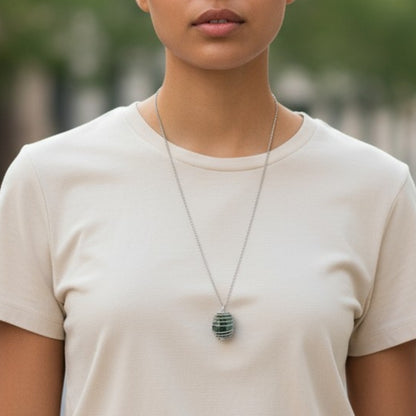 Chunky Whirl Silverish Nature Necklace | Tree Agate- For Women | Includes: Necklace