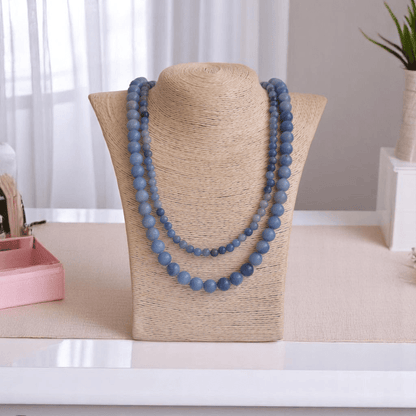 Double Layered Skyhunter Necklace | Blue Aventurine Stone - For Women | Includes: Necklace (Set Of 2)