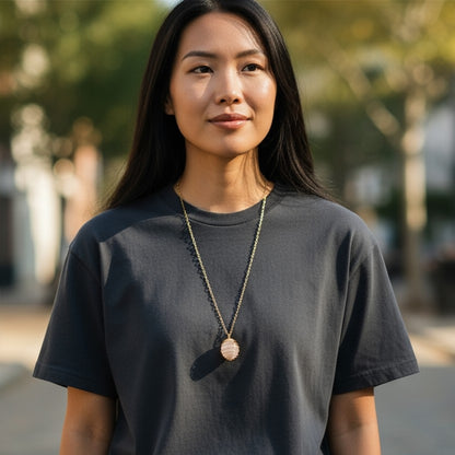 Chunky Whirl Golden Rose Necklace | Rose Quartz - For Women | Includes: Necklace