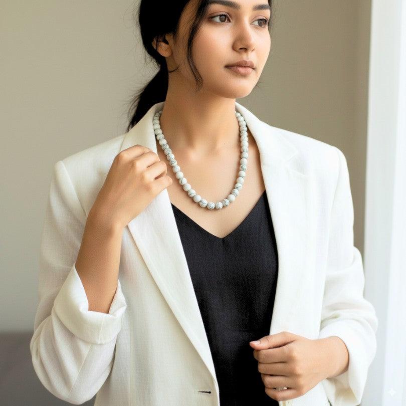 Peaceful Aura Necklace | White Howlite Stone - For All | Includes: Necklace