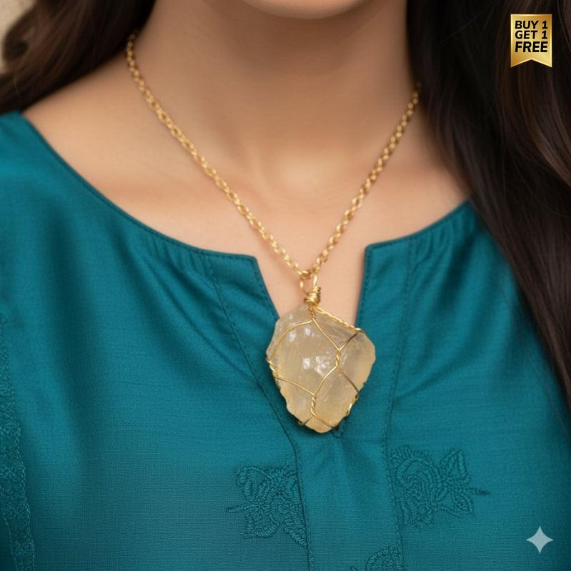 Abundance Raw Pendant Necklace | Citrine - For Women | Includes: Necklace