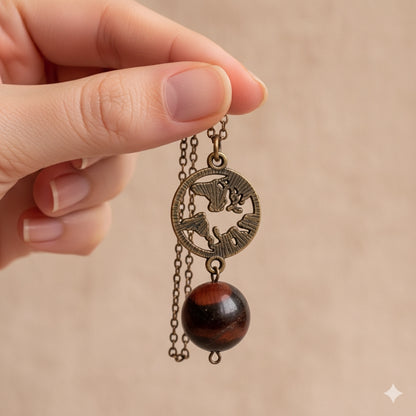 Dainty Bronze Tree of Life Necklace | Red Tiger Eye - For Women | Includes: Necklace