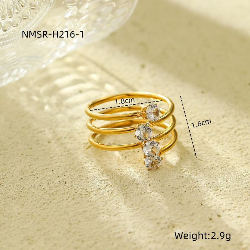 Triple Layer Zircon Adjustable Ring | 18K PVD Gold Plated- For Women | Includes: Ring