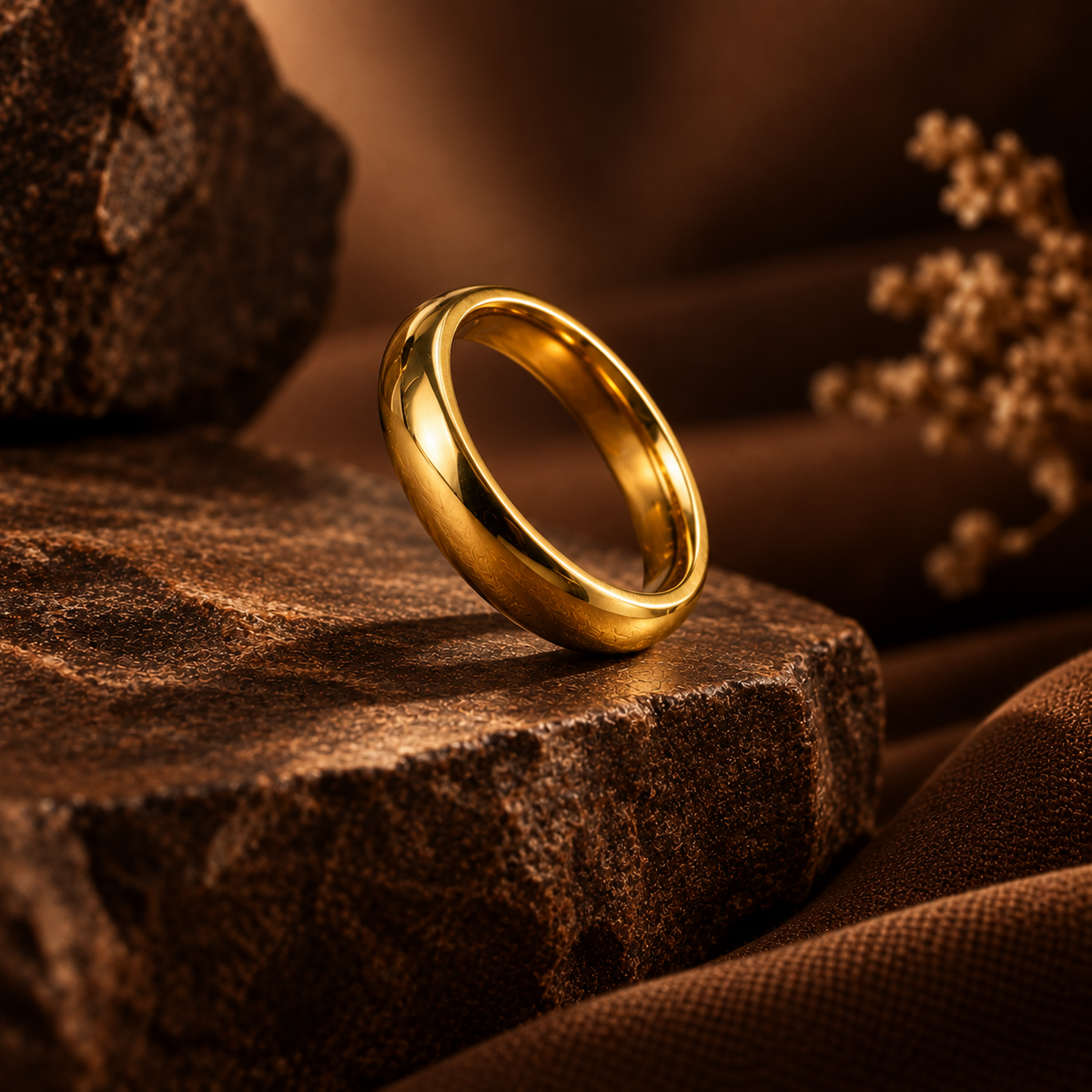 Everyday Ring with REAL GOLD Finish (4mm) | 18K PVD Gold Plated– For Men | Includes: Ring