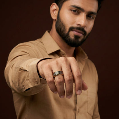 Ethnic Classic Golden Ring | 18K Real Gold PVD Plated– For Men | Includes: Ring