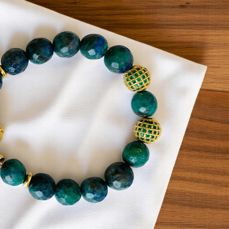 Vibrant Soul Bracelet | Azurite Stone, PVD 18K Gold Plated - For Women | Includes: Bracelet