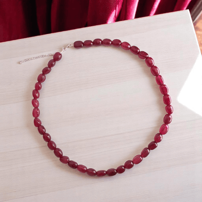 Ruby Soul Necklace | 925 Silver & Red Onyx Stone  - For All | Includes: Necklace