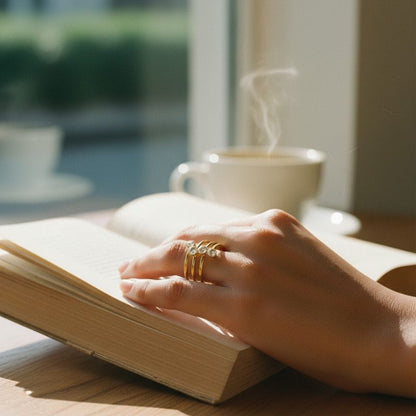 Triple Layer Zircon Adjustable Ring | 18K PVD Gold Plated- For Women | Includes: Ring