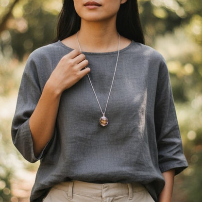 Dainty Whirl Amber Silverish Necklace | Yellow Crystal - For Women | Includes: Necklace