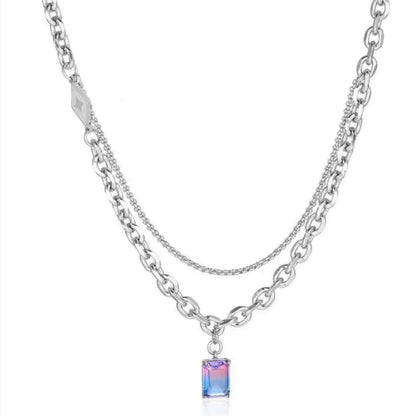 Ombre Zircon Dual Layer Necklace | Premium Alloy- For Men| Includes: Necklace