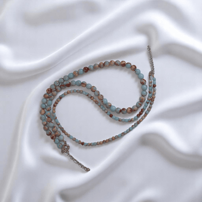 Double Layered Ocean Drift Amulet Necklace | Aqua Terra Jasper Stone - For Women | Includes: Necklace (Set Of 2)