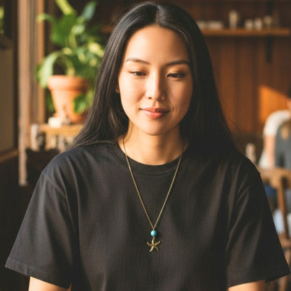 Starfish Turquoise Necklace | Brass & Turquoise - For Women | Includes: Necklace