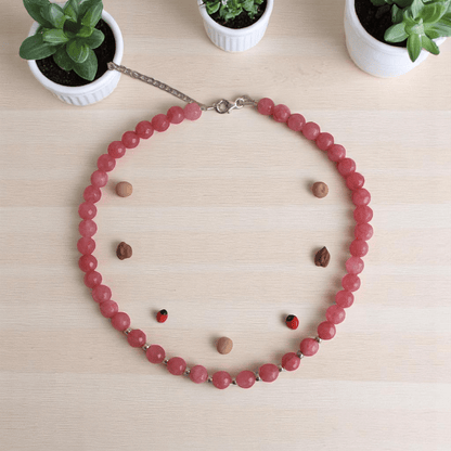 Joy Charm Necklace | 925 Silver & Rhodonite Stone - For Girl Kids | Includes: Necklace