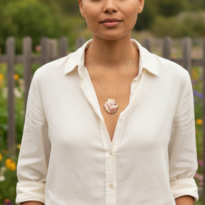 Calico scallop Necklace | Calico scallop Shell- For Women | Includes: Necklace