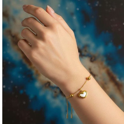 Shell Heart Dainty Bracelet | 18K PVD Gold Plated - For Women | Includes: Bracelet