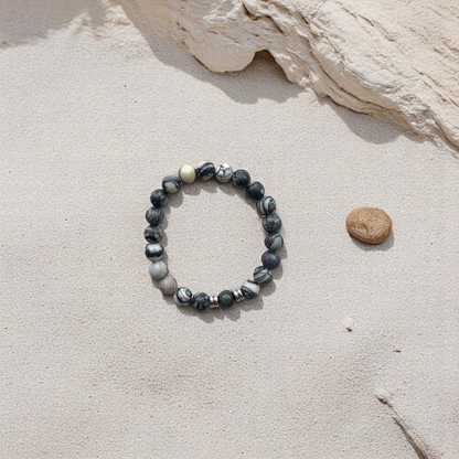 Webbed Black Jasper Set | Black Web Jasper - For Unisex | Includes: Necklace & Bracelet