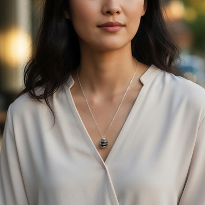 Dainty Whirl immunity Silverish Necklace | Garnet Stone - For Women | Includes: Necklace